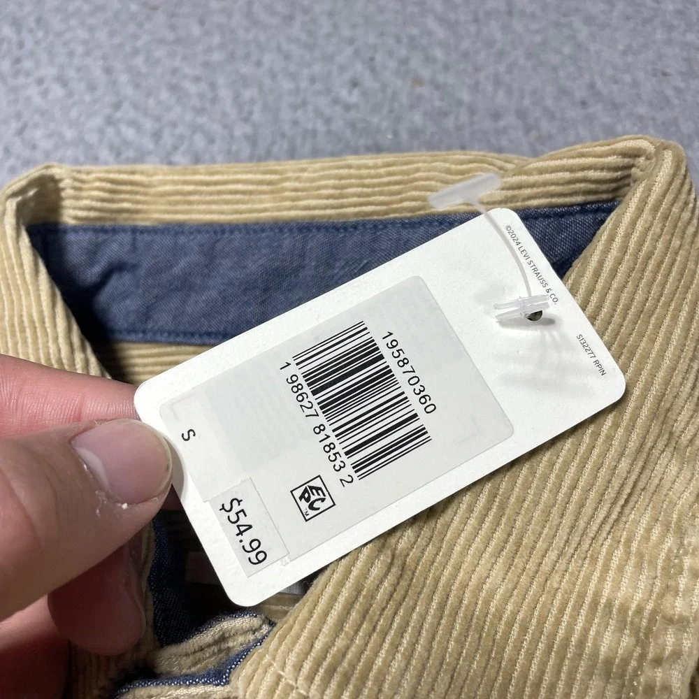 Levi's Shirt Mens Small Beige Corduroy Worker Relaxed Button‎ Front Long Sleeve